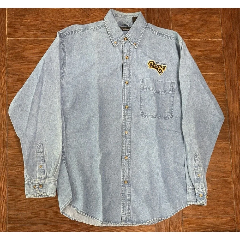 Vintage Los Angeles Rams Size M Denim Long sleeve Button Down Shirt